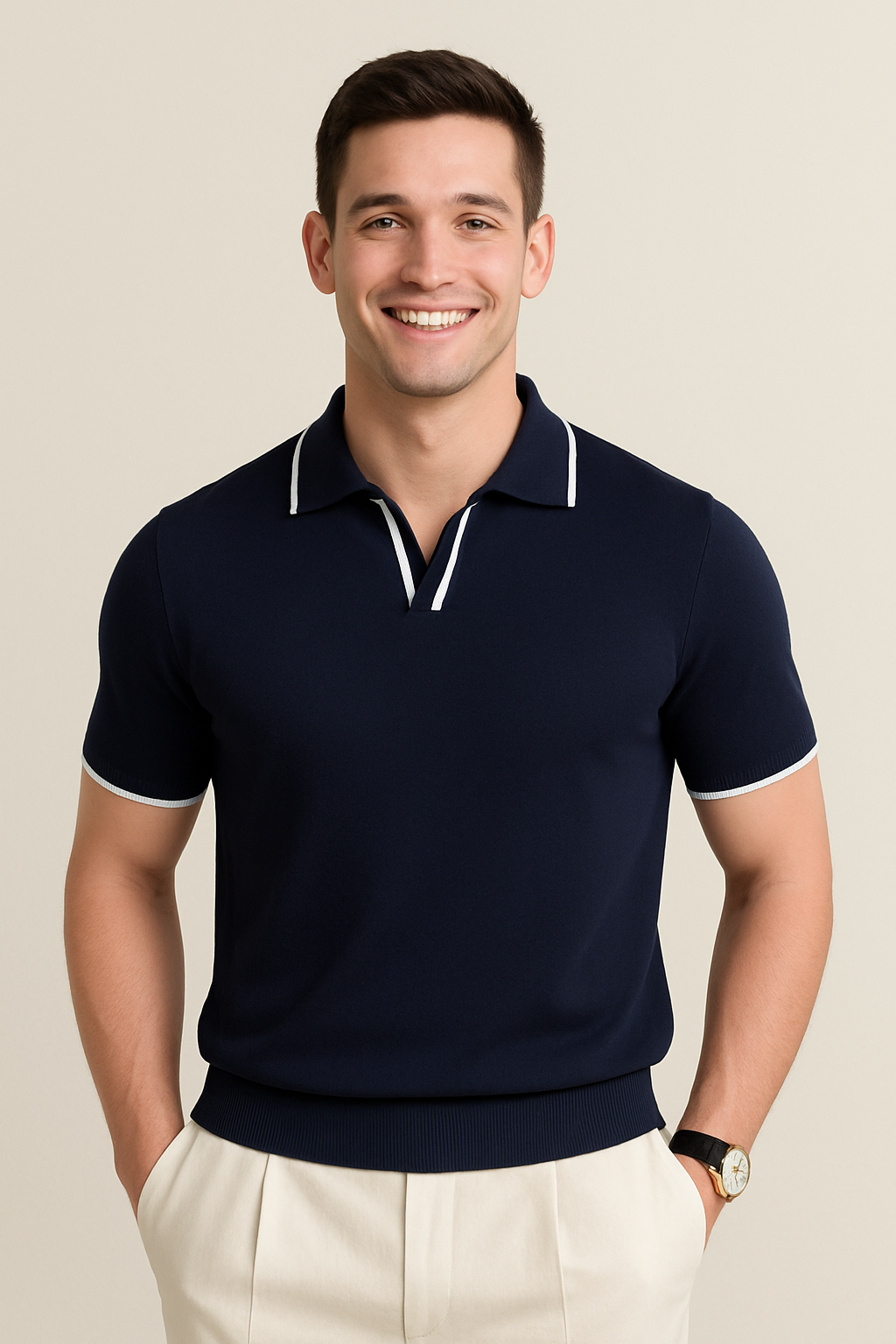 Men's Short Sleeve Knit Polo Shirt