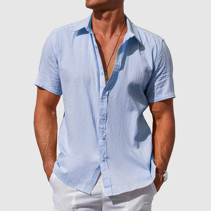 Men's Short Sleeve Linen Shirt for Casual Summer Wear