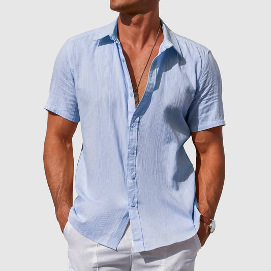 Men's Short Sleeve Linen Shirt for Casual Summer Wear