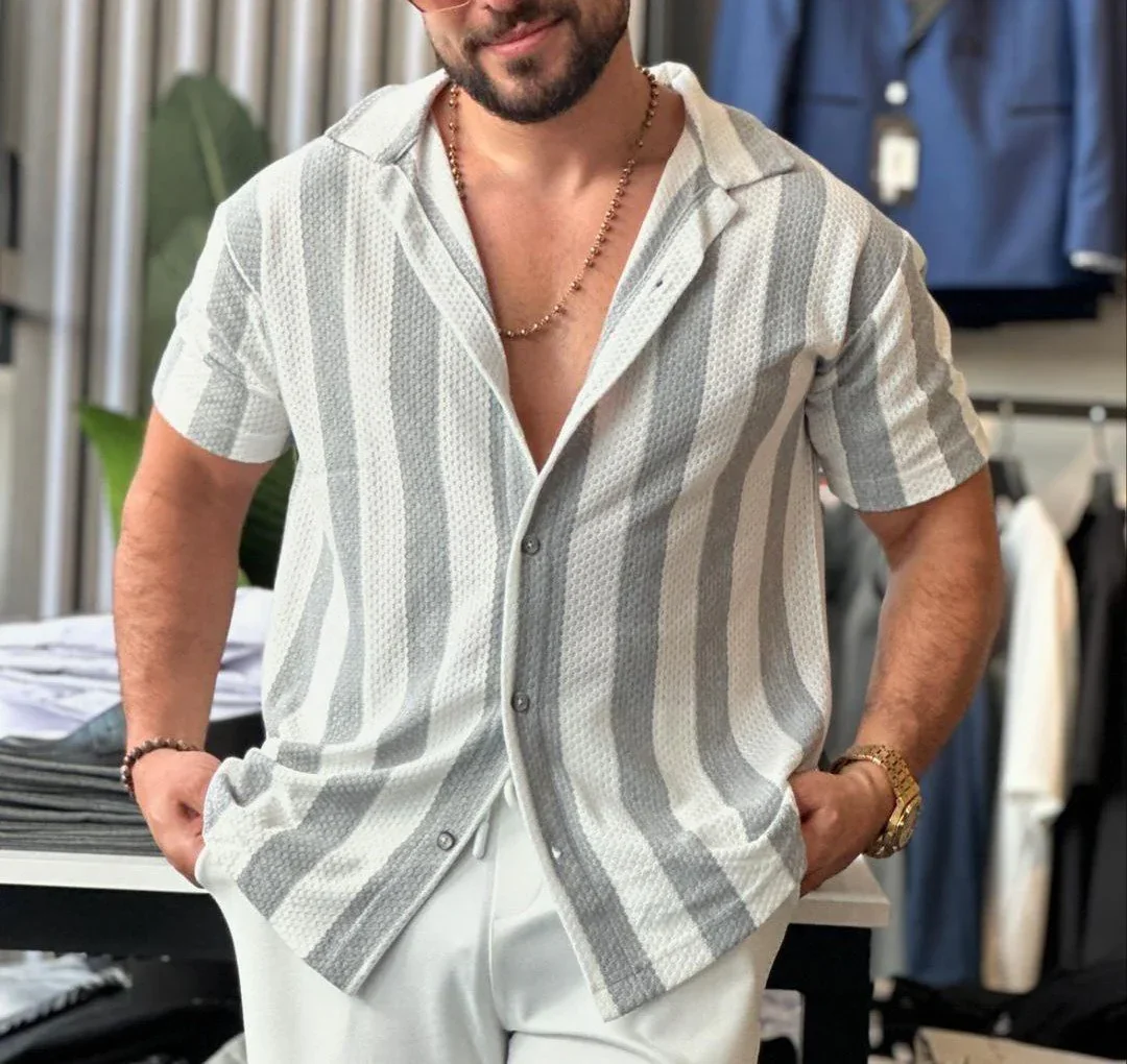 Men's Short Sleeve Open Collar Shirt