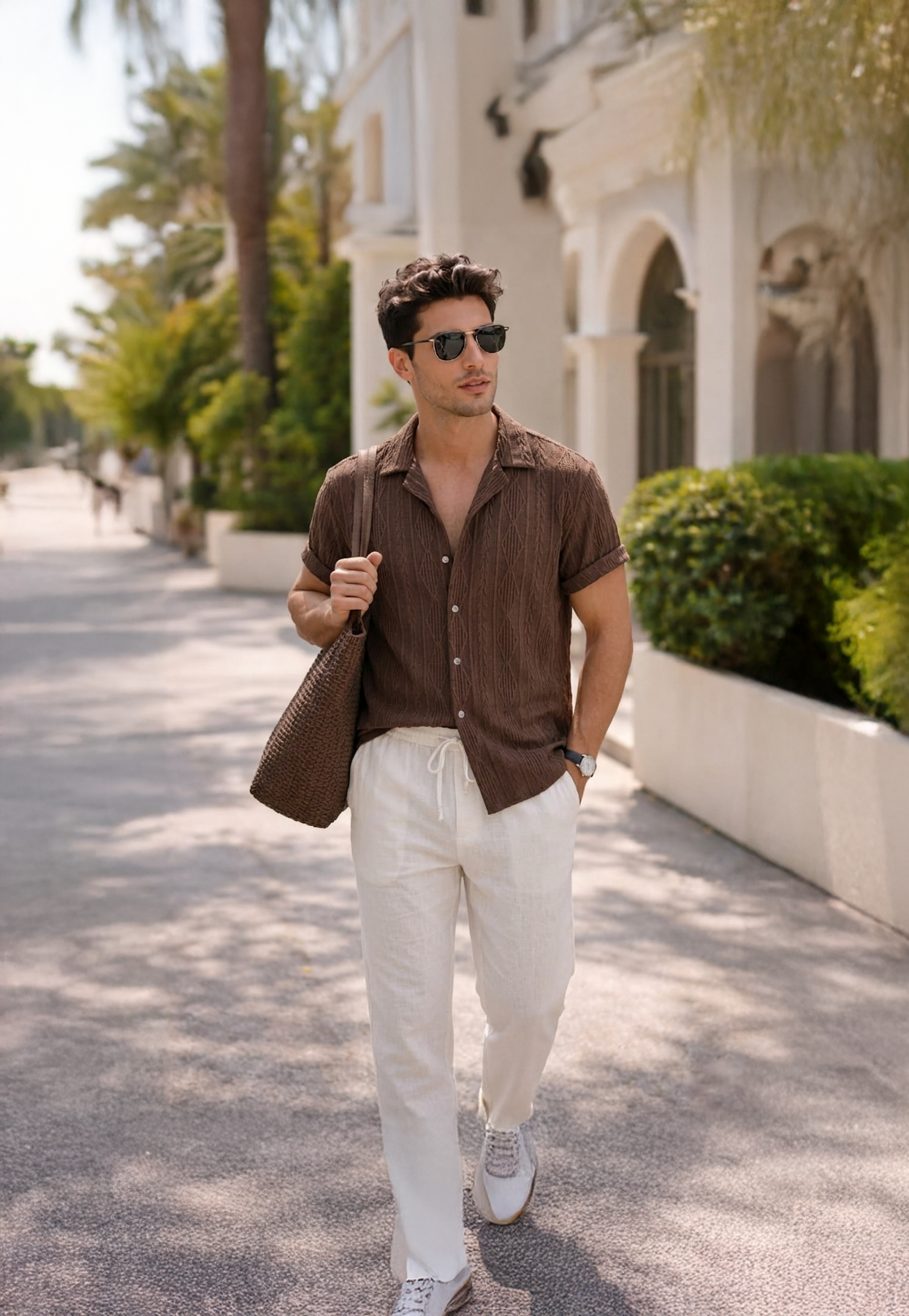 Men's Short-Sleeve Resort Set with Relaxed Trousers