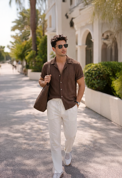 Men's Short-Sleeve Resort Set with Relaxed Trousers