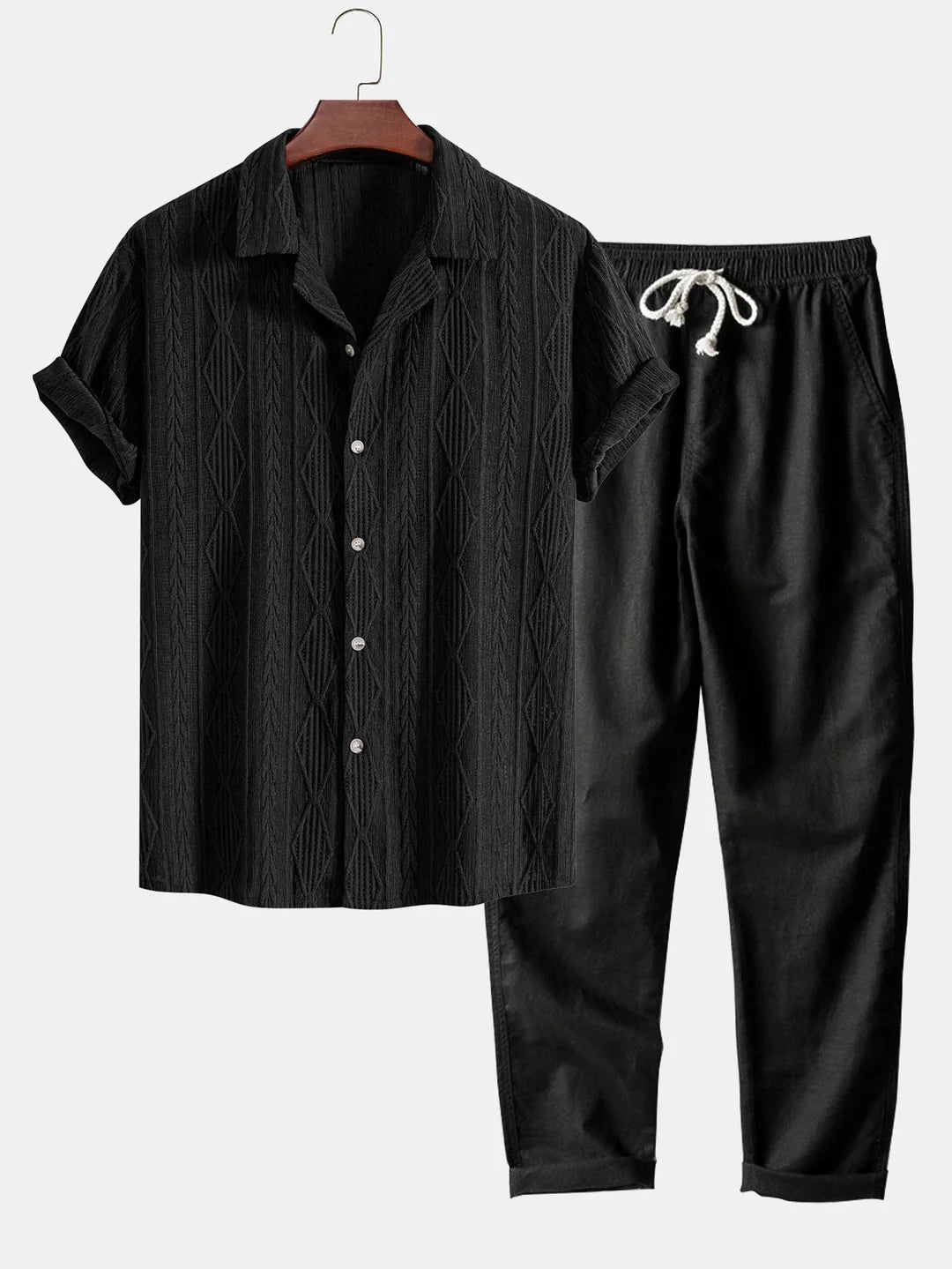 Men's Short-Sleeve Resort Set with Relaxed Trousers