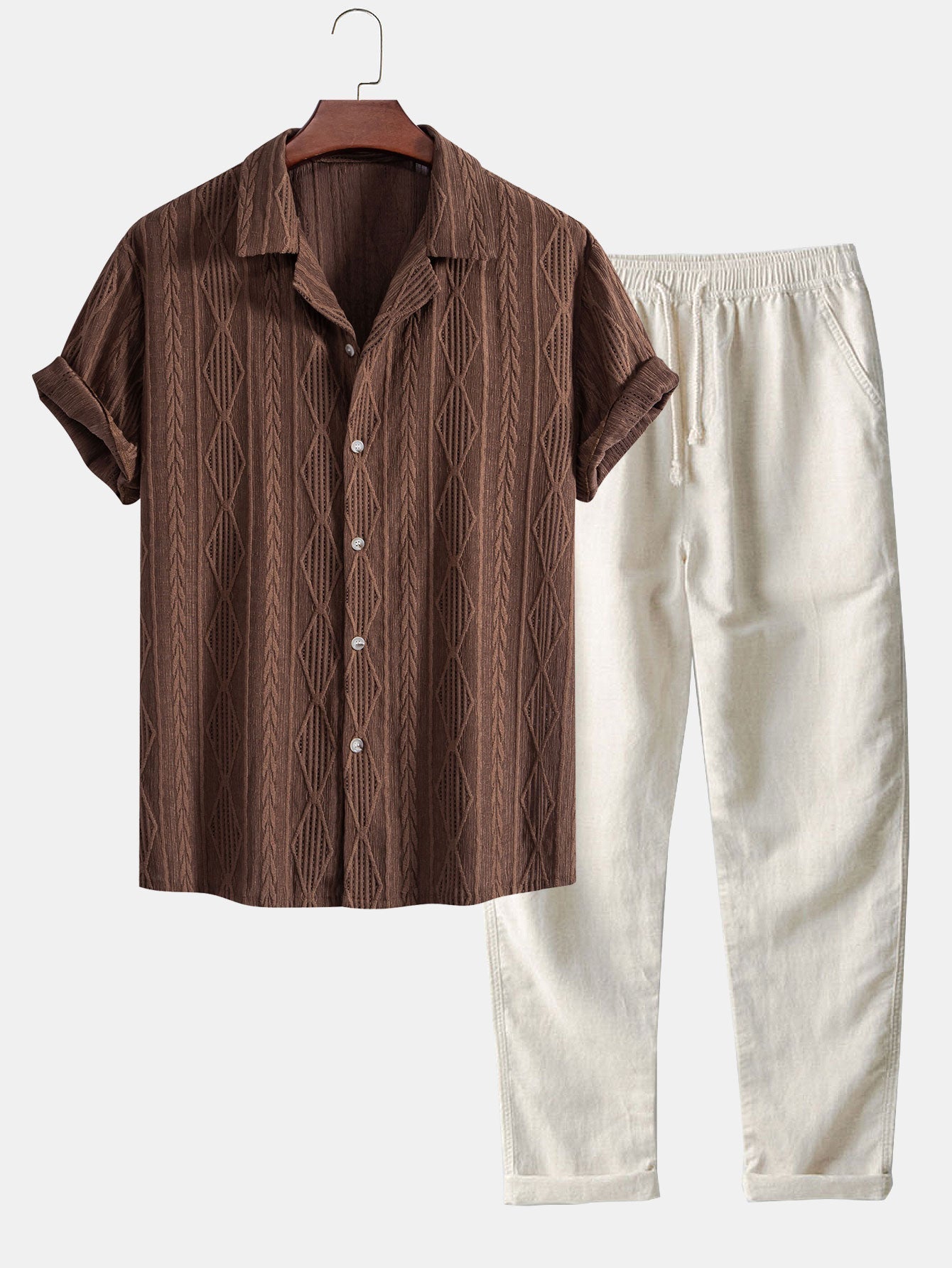 Men's Short-Sleeve Resort Set with Relaxed Trousers