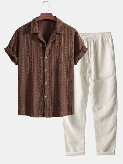 Men's Short-Sleeve Resort Set with Relaxed Trousers