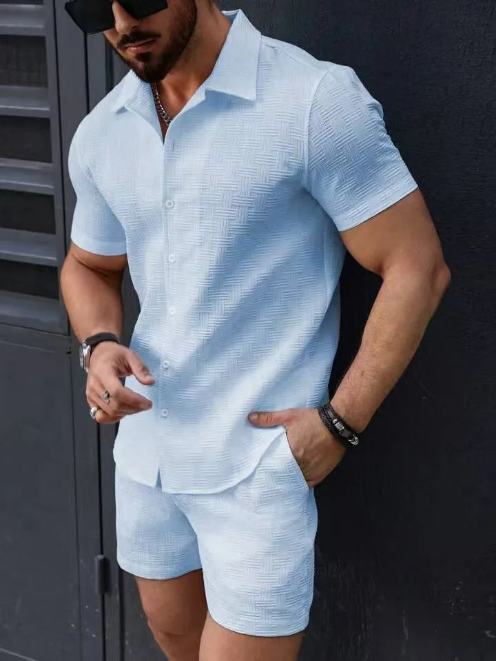 Men's Short Sleeve Shirt and Shorts Set