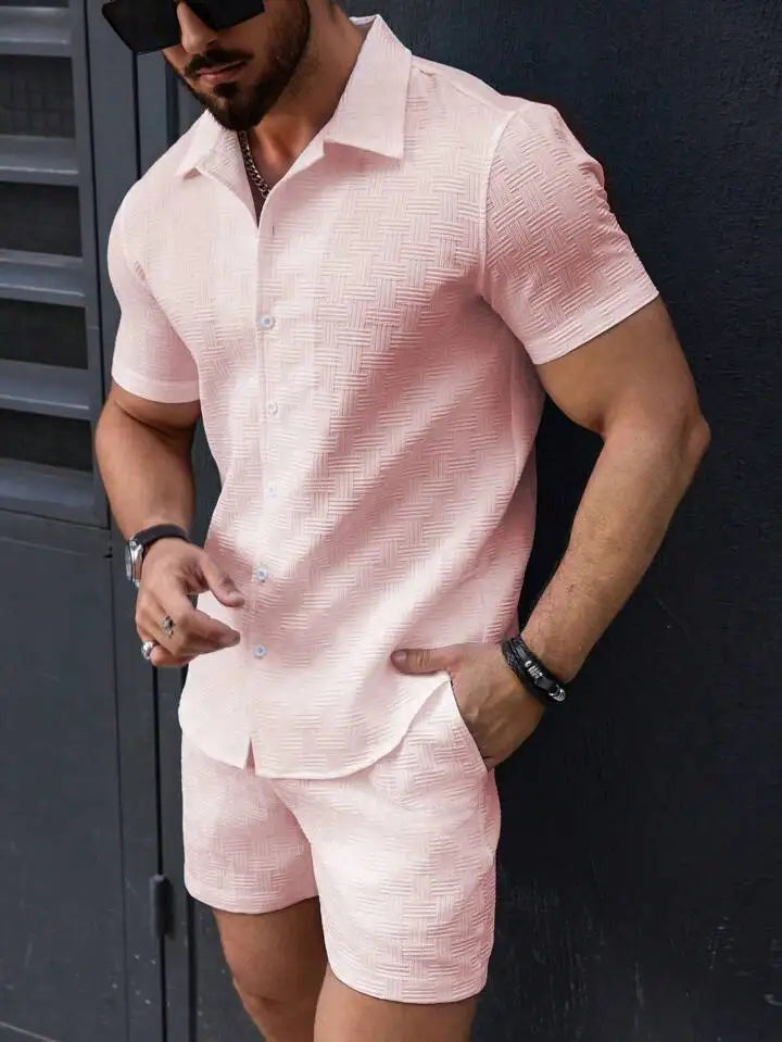 Men's Short Sleeve Shirt and Shorts Set
