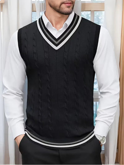 Men's Sleeveless Knitted V-Neck Cardigan