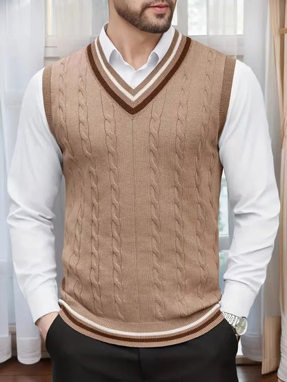 Men's Sleeveless Knitted V-Neck Cardigan