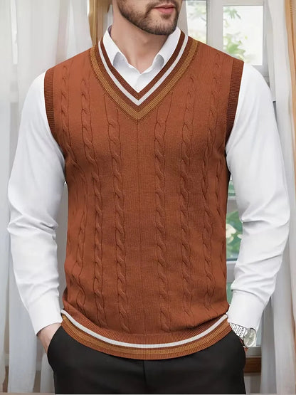 Men's Sleeveless Knitted V-Neck Cardigan