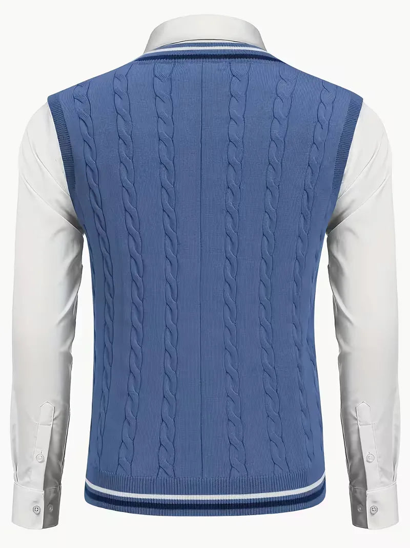 Men's Sleeveless Knitted V-Neck Cardigan