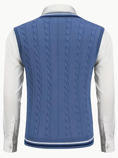 Men's Sleeveless Knitted V-Neck Cardigan