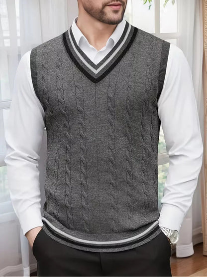 Men's Sleeveless Knitted V-Neck Cardigan