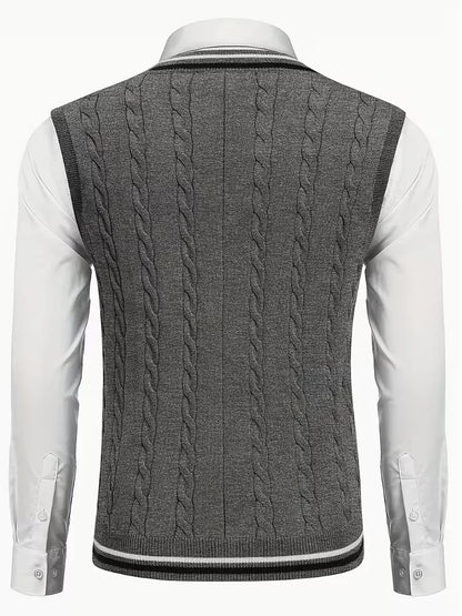 Men's Sleeveless Knitted V-Neck Cardigan