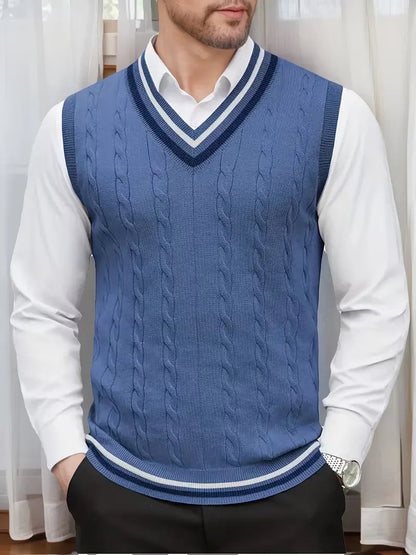 Men's Sleeveless Knitted V-Neck Cardigan