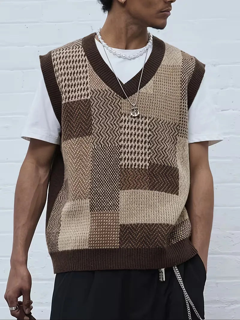 Men's Sleeveless Sweater Cardigan