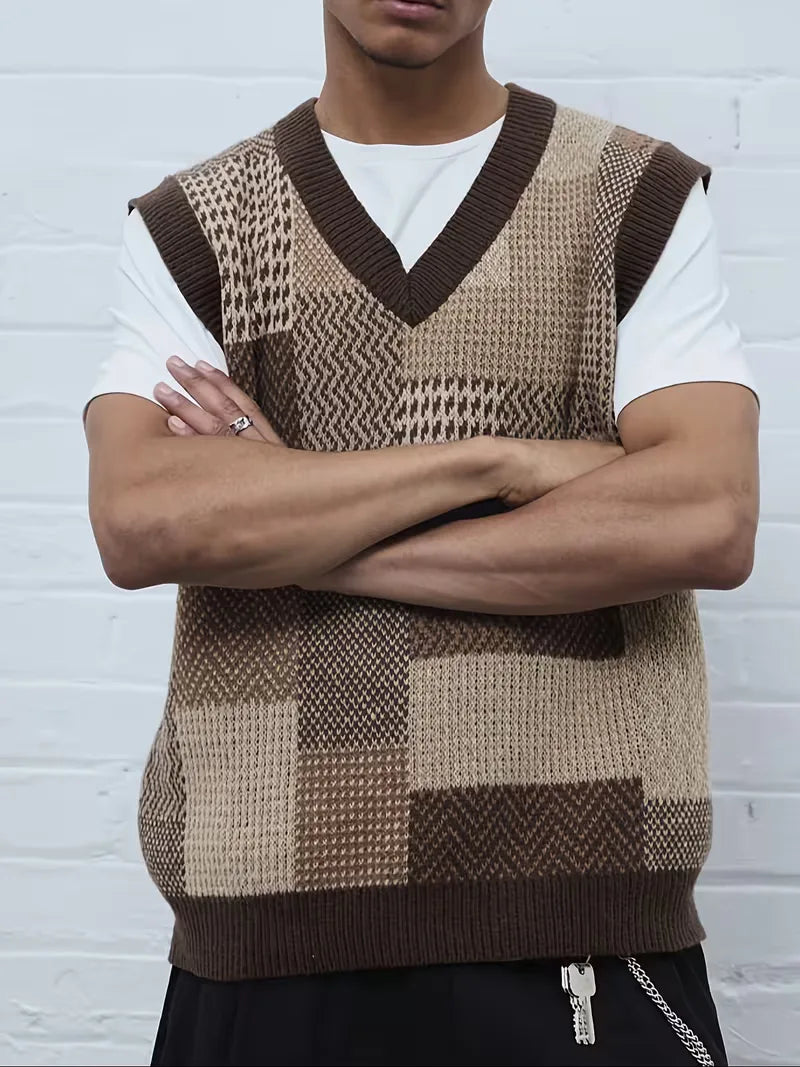 Men's Sleeveless Sweater Cardigan