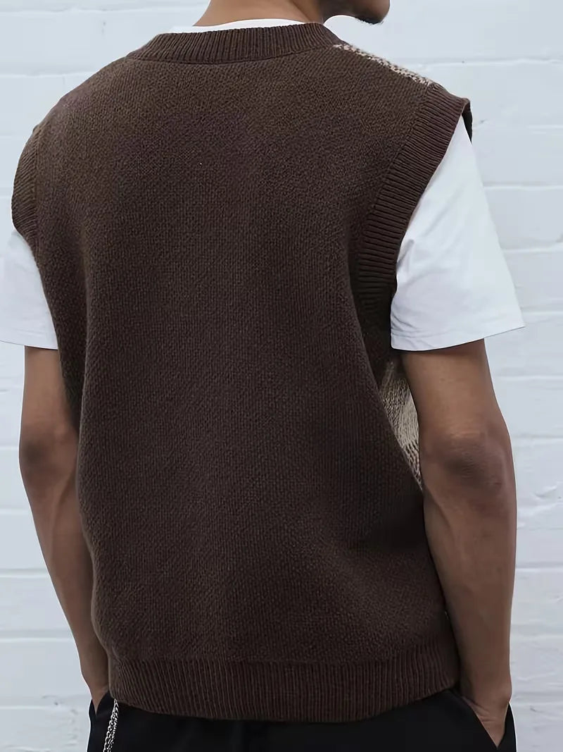 Men's Sleeveless Sweater Cardigan
