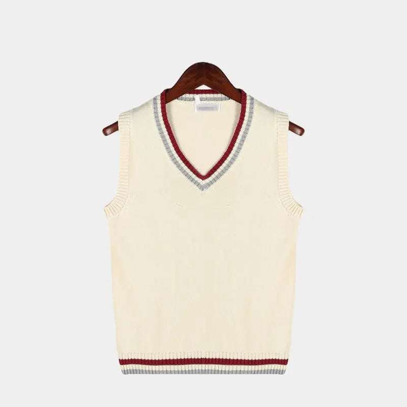 Men's Sleeveless V-Neck Cable Knit Sweater