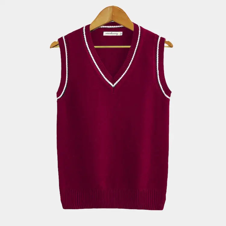 Men's Sleeveless V-Neck Cable Knit Sweater