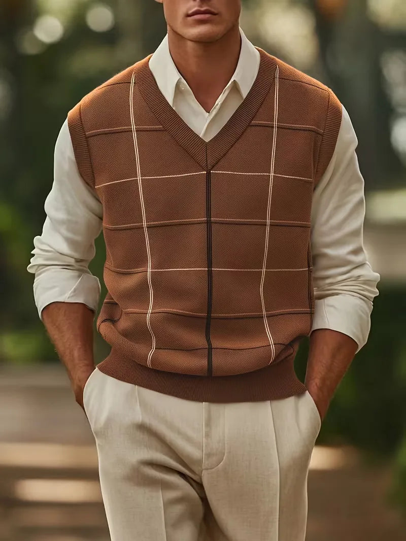 Men's Sleeveless V-Neck Cardigan Vest