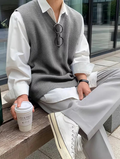 Men's Sleeveless V-Neck Knit Vest