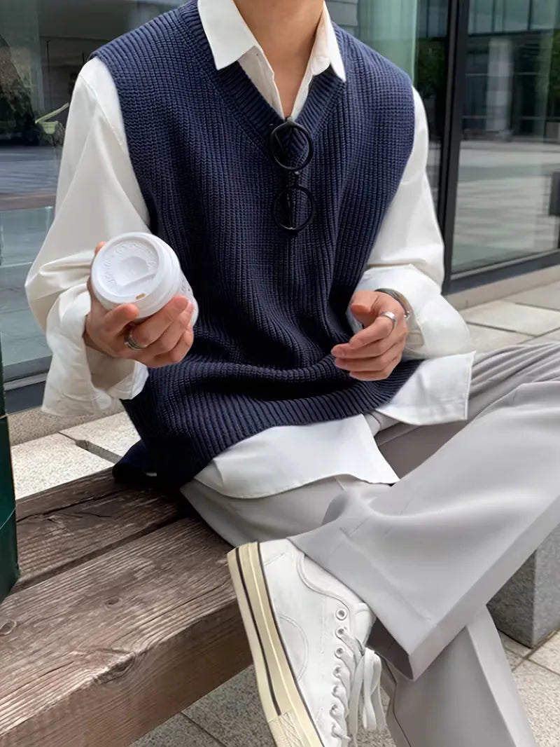 Men's Sleeveless V-Neck Knit Vest
