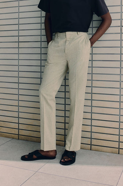 Men's Slim Cut Pinstripe Trousers
