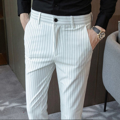 Men's Slim Cut Pinstripe Trousers