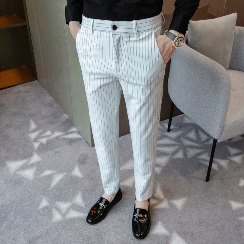 Men's Slim Cut Pinstripe Trousers