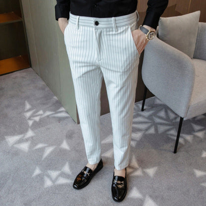 Men's Slim Cut Pinstripe Trousers