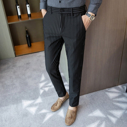 Men's Slim Cut Pinstripe Trousers