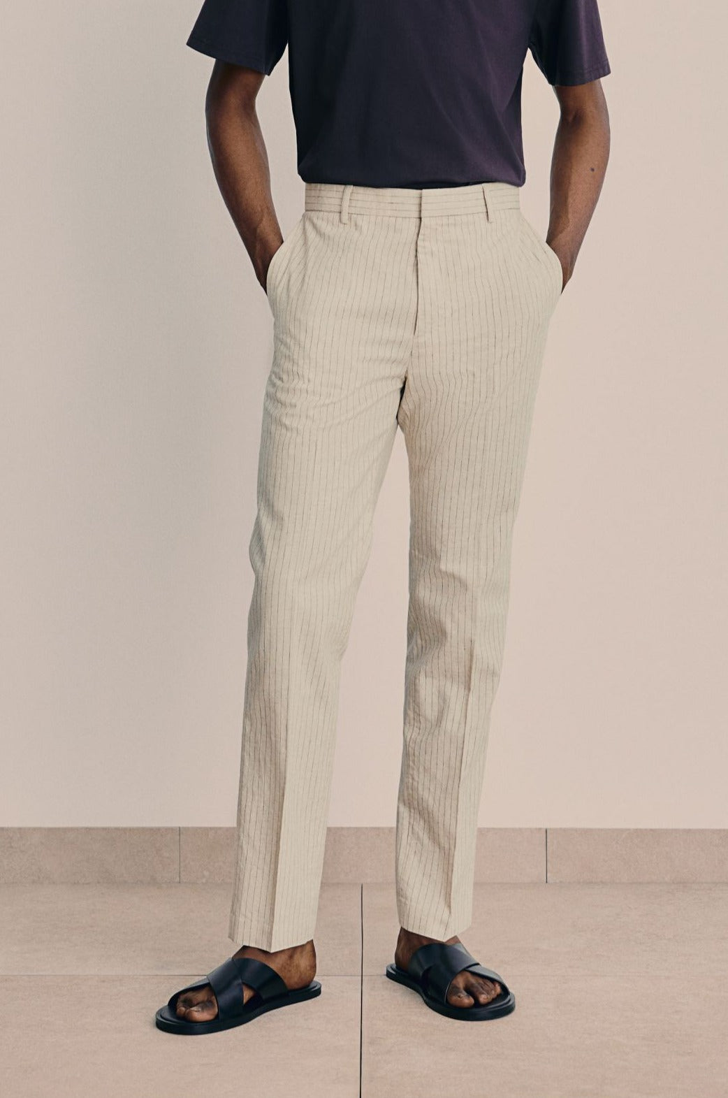 Men's Slim Cut Pinstripe Trousers