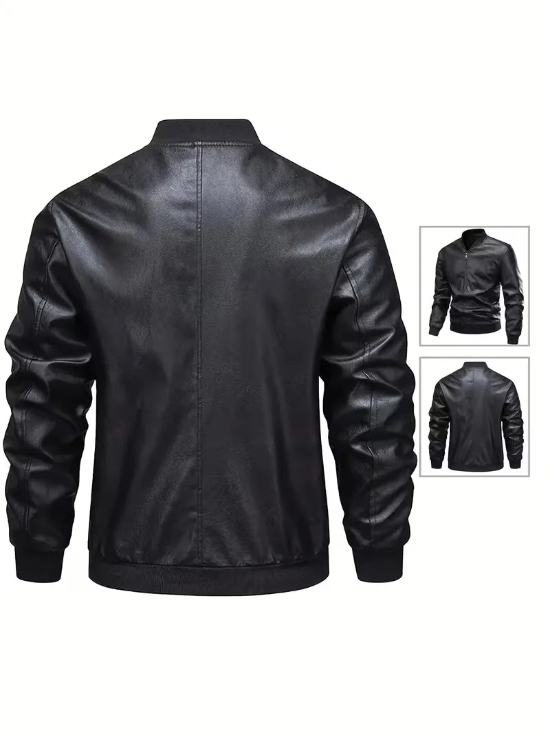 Men's Slim Fit Bomber Jacket with Long Sleeves