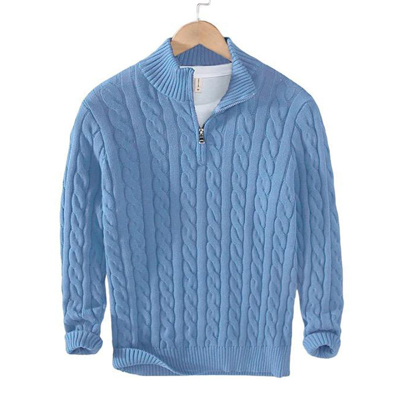 Men's Slim-Fit Cable Knit Sweater and Tailored Trousers Set