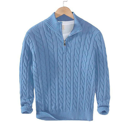 Men's Slim-Fit Cable Knit Sweater and Tailored Trousers Set