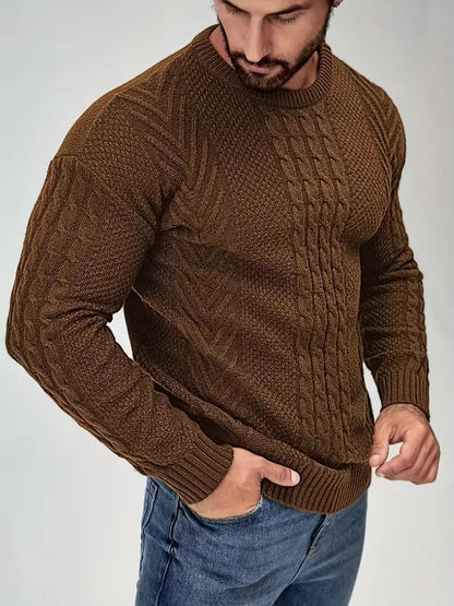 Men's Slim Fit Crew Neck Cable Knit Sweater