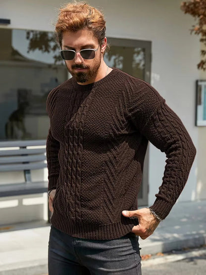Men's Slim Fit Crew Neck Cable Knit Sweater