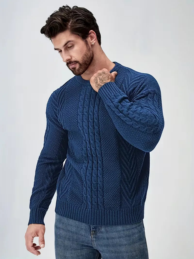 Men's Slim Fit Crew Neck Cable Knit Sweater