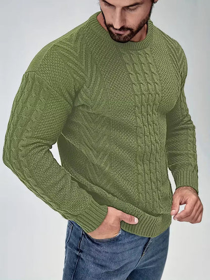 Men's Slim Fit Crew Neck Cable Knit Sweater