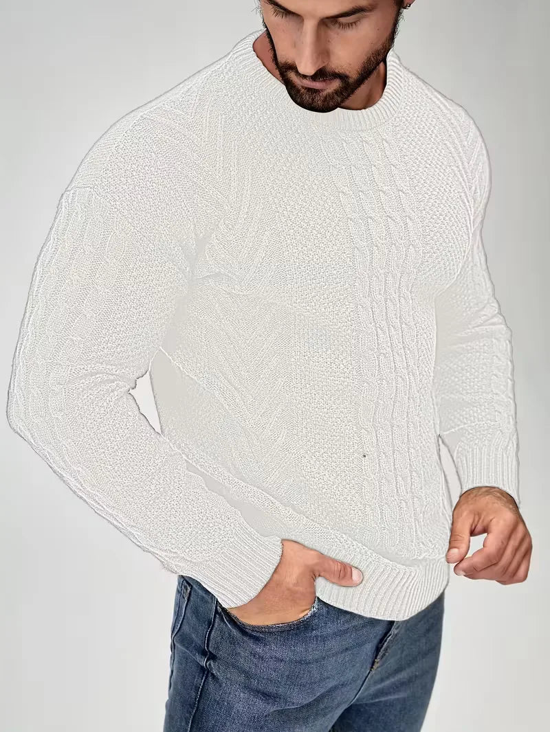 Men's Slim Fit Crew Neck Cable Knit Sweater
