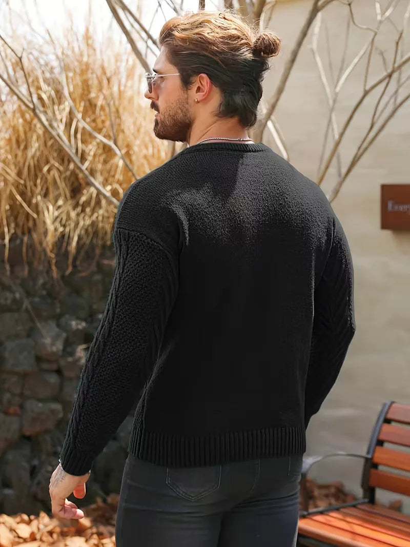 Men's Slim Fit Crew Neck Cable Knit Sweater
