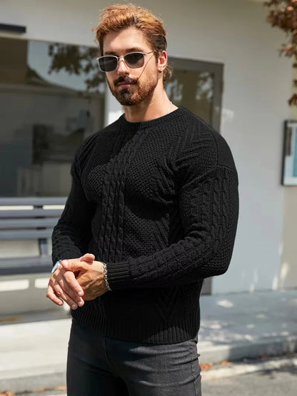 Men's Slim Fit Crew Neck Cable Knit Sweater