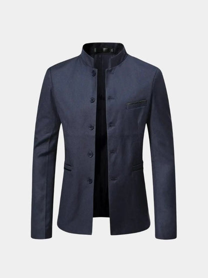 Men's Slim Fit Jacket with Stand-Up Collar