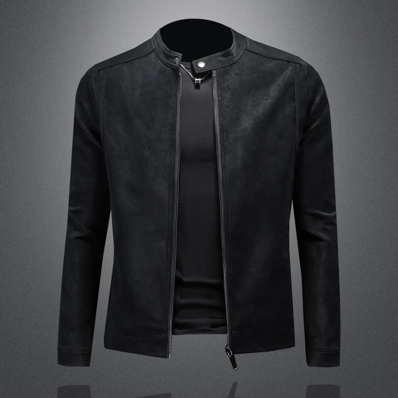Men's Slim Fit Jacket with Stand-Up Collar