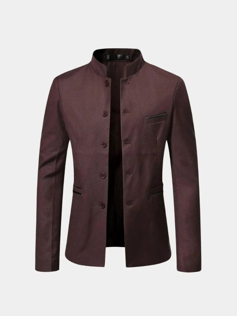 Men's Slim Fit Jacket with Stand-Up Collar