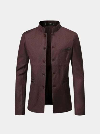 Men's Slim Fit Jacket with Stand-Up Collar