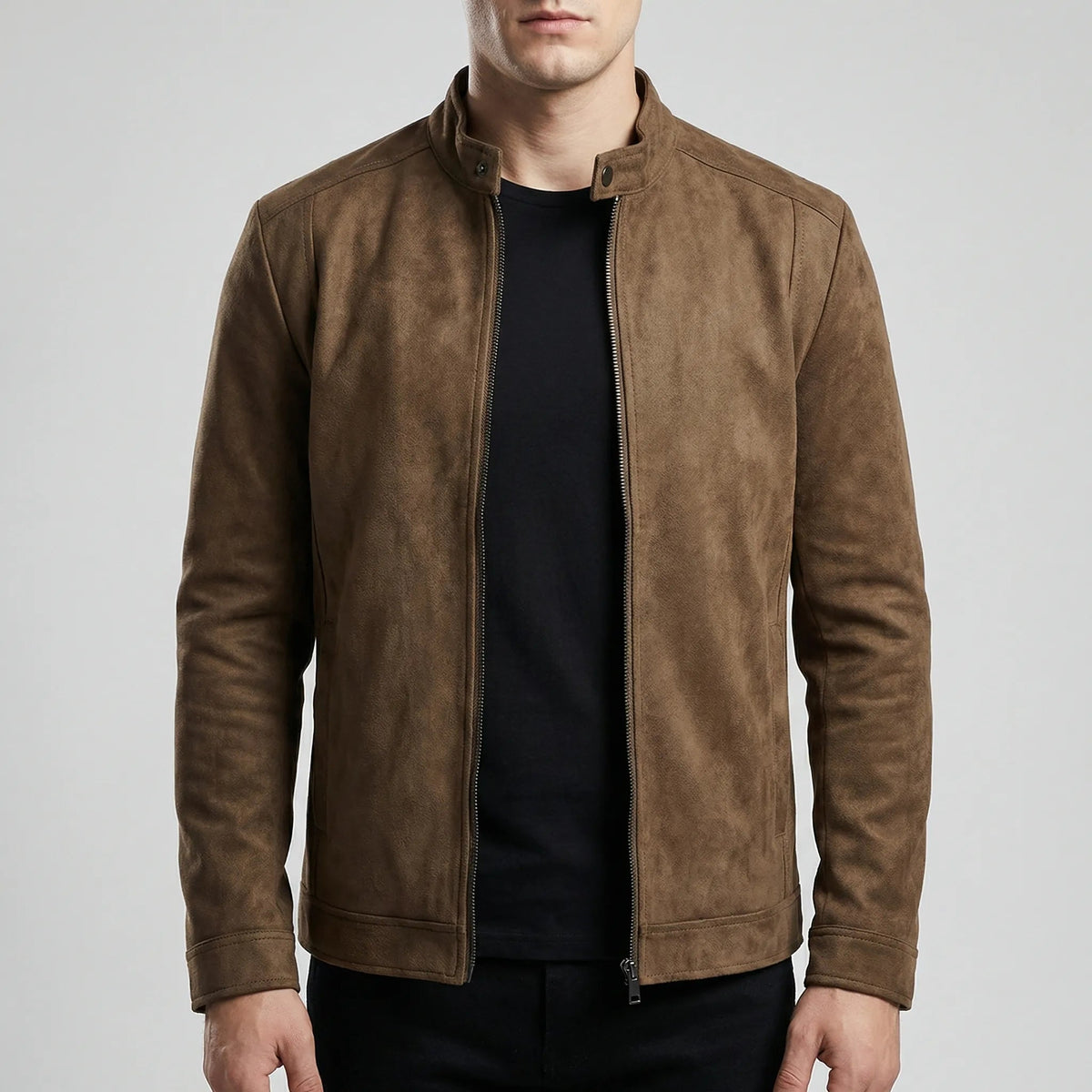Men's Slim Fit Jacket with Stand-Up Collar