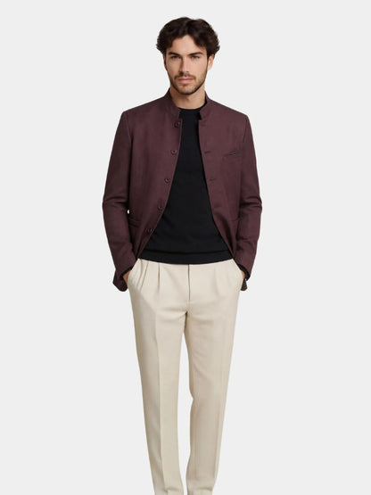 Men's Slim Fit Jacket with Stand-Up Collar