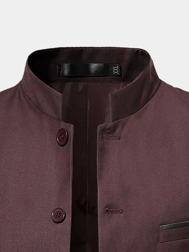 Men's Slim Fit Jacket with Stand-Up Collar